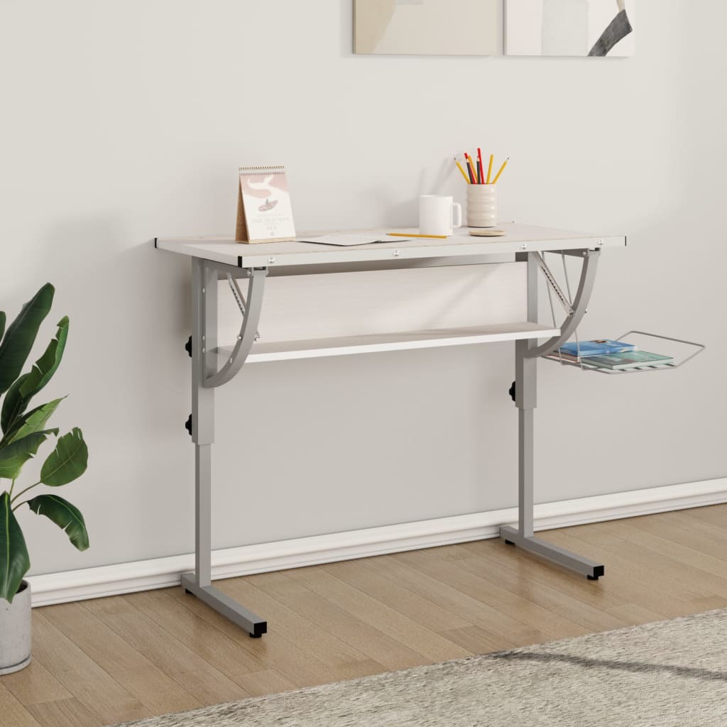 Berkfield Craft Desk White&Grey 110x53x(58-87) cm Engineered Wood&Steel