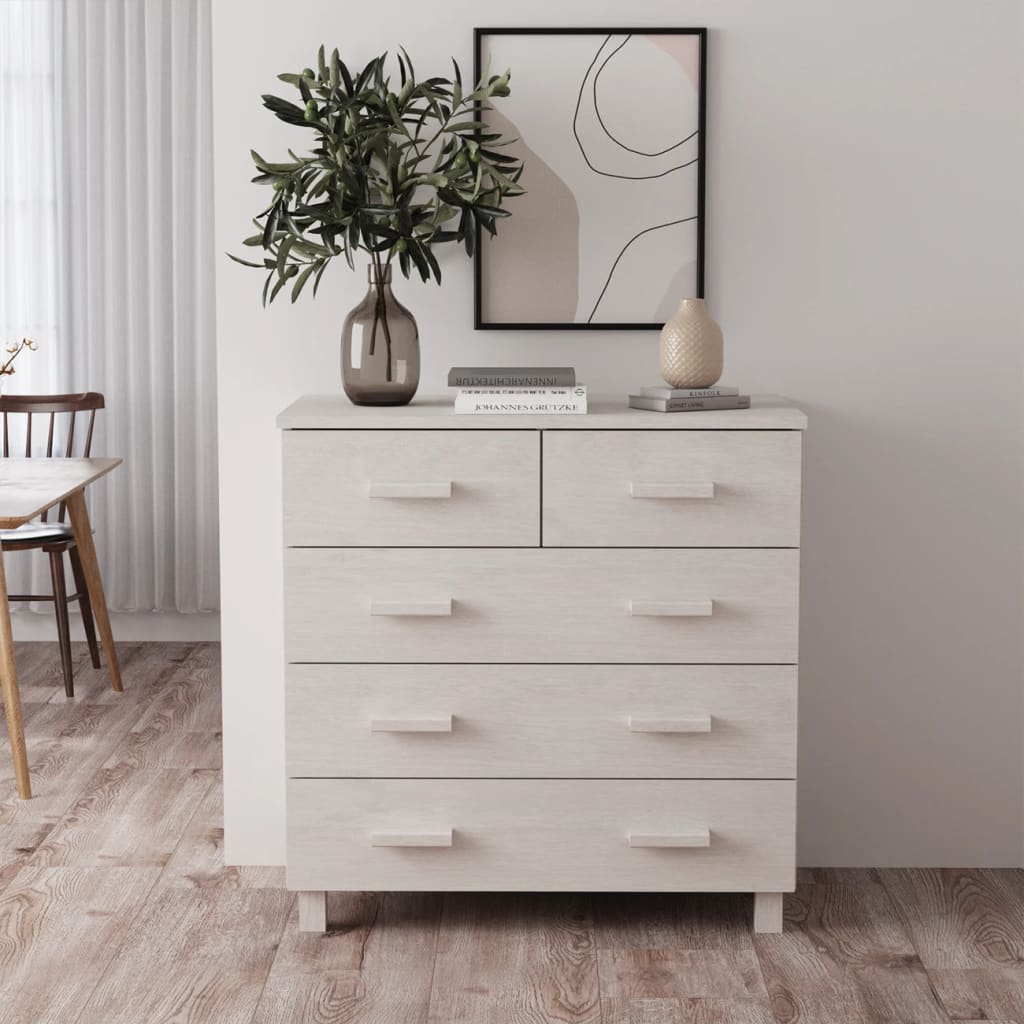 Berkfield Sideboard HAMAR White 79x40x80 cm Solid Wood Pine