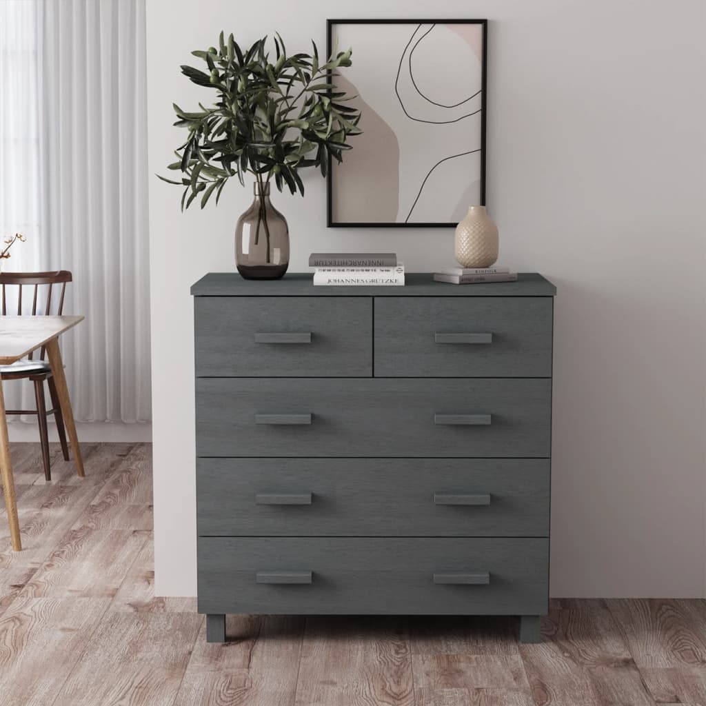 Berkfield Sideboard HAMAR Dark Grey 79x40x80 cm Solid Wood Pine