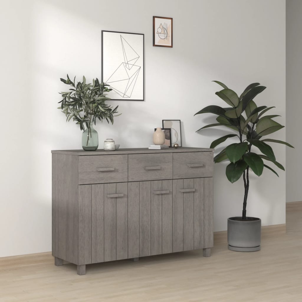 Berkfield Sideboard HAMAR Light Grey 113x40x80 cm Solid Wood Pine