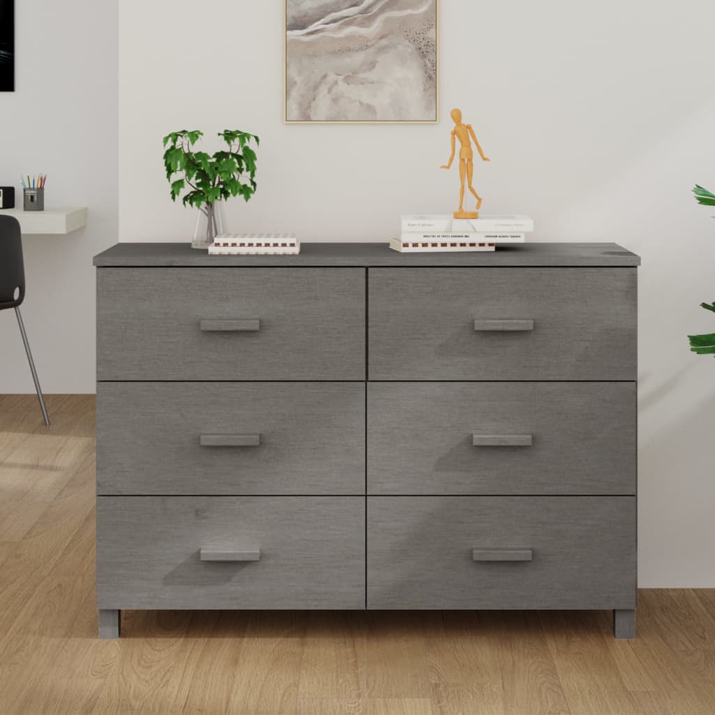 Berkfield Sideboard HAMAR Light Grey 113x40x80 cm Solid Wood Pine