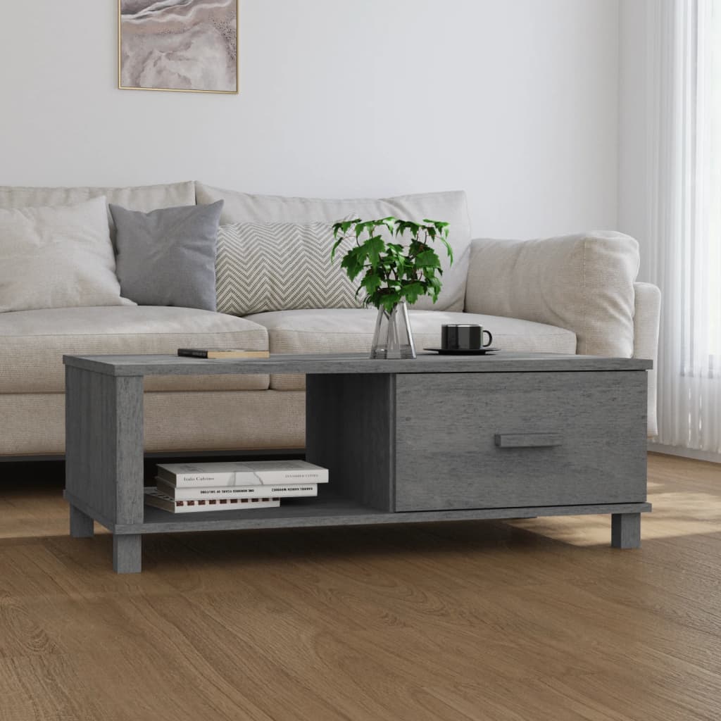 Berkfield Coffee Table HAMAR Dark Grey 100x55x35 cm Solid Wood Pine
