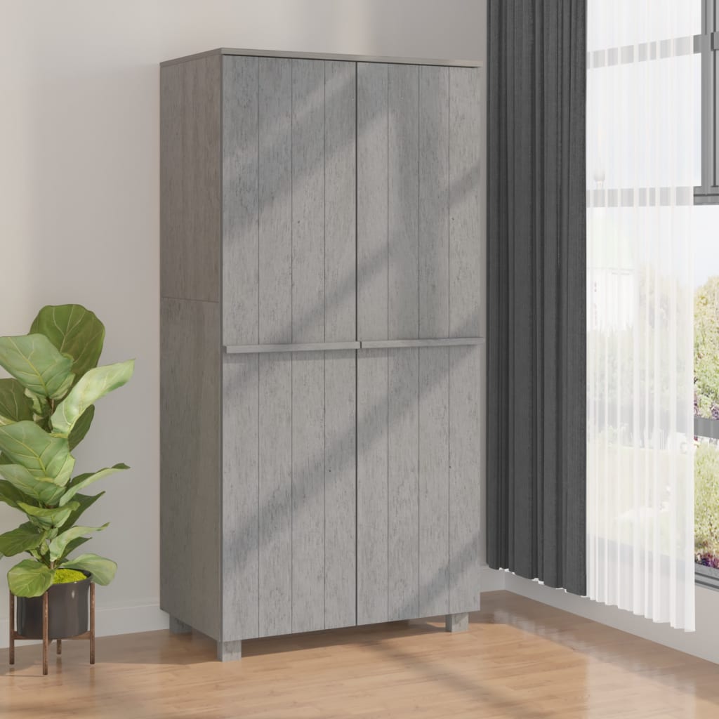 Berkfield Wardrobe HAMAR Light Grey 89x50x180 cm Solid Wood Pine