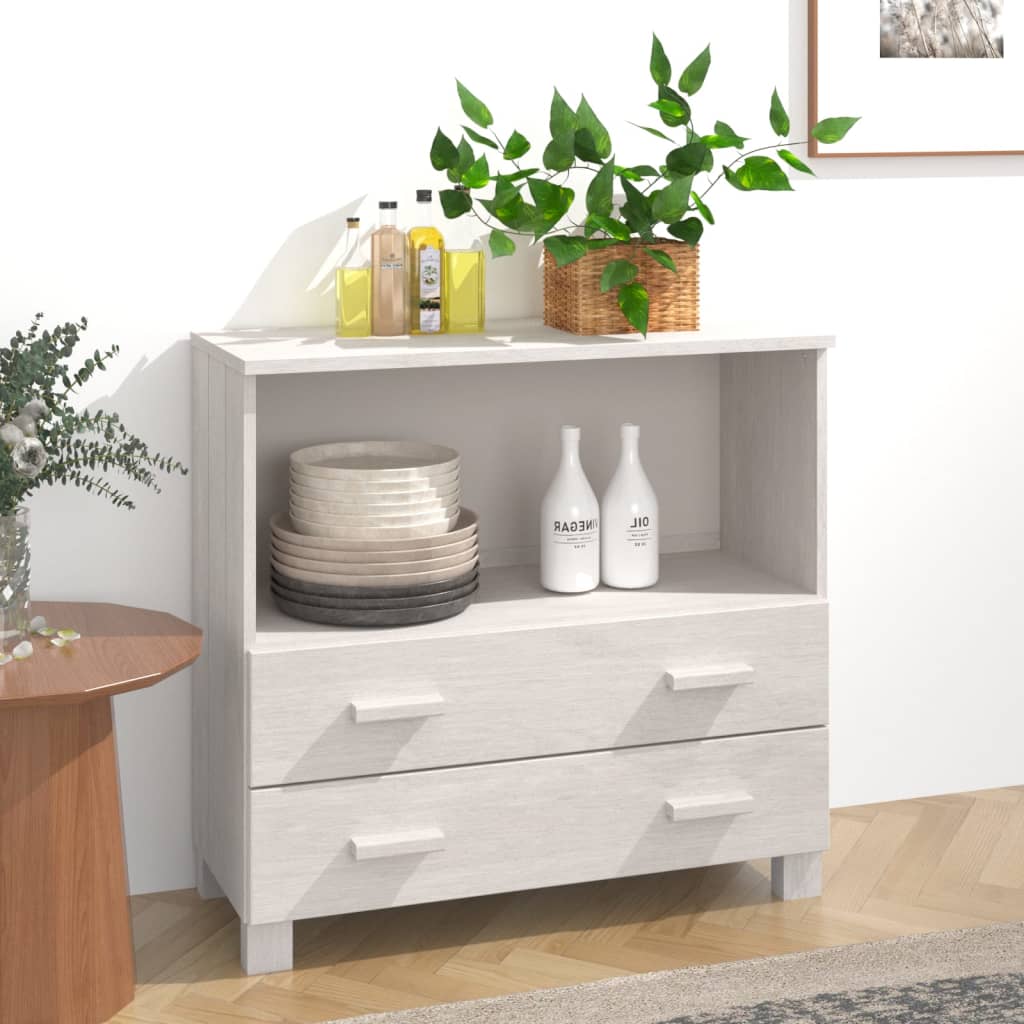Berkfield Sideboard HAMAR White 85x35x80 cm Solid Wood Pine