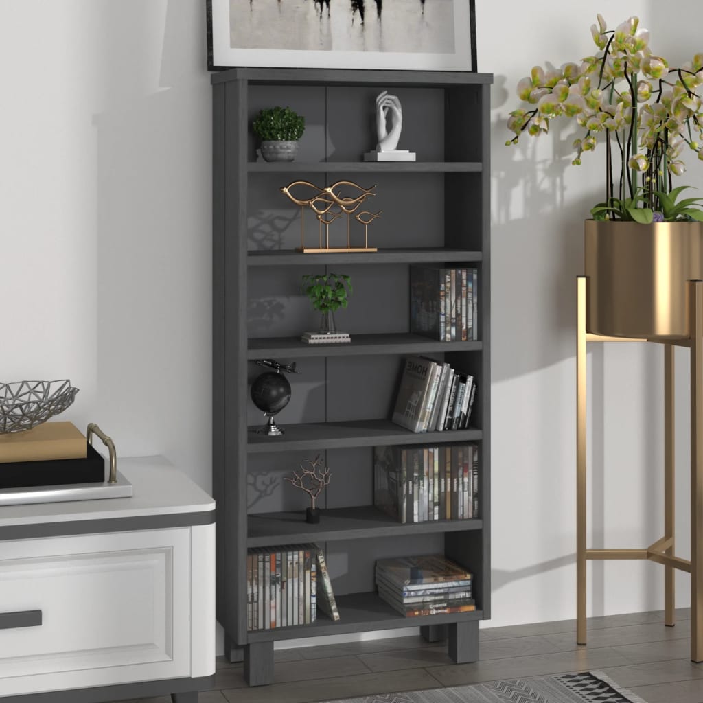 Berkfield CD Cabinet HAMAR Dark Grey 45x18x100 cm Solid Wood Pine