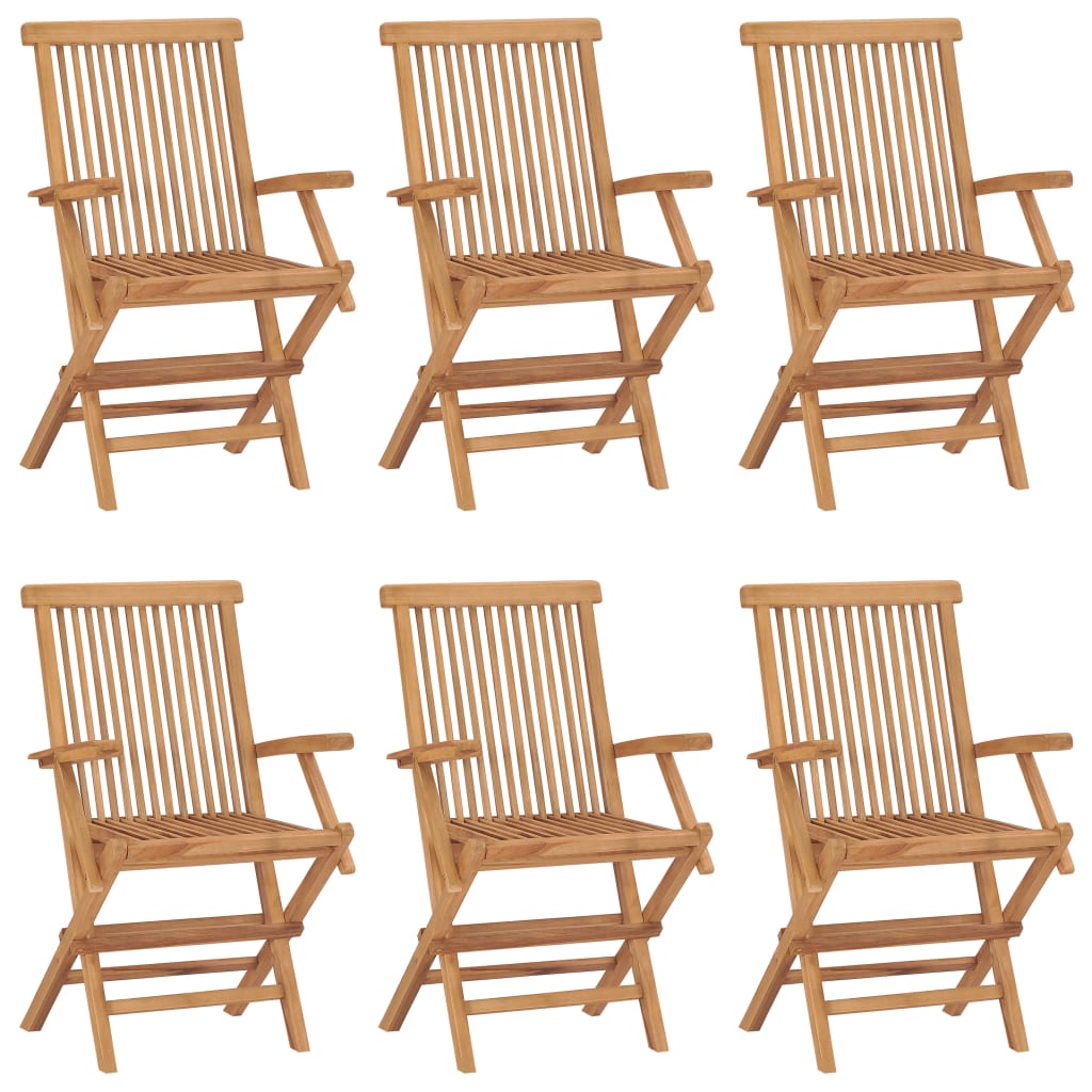 Berkfield Folding Garden Chairs 6 pcs Solid Teak Wood