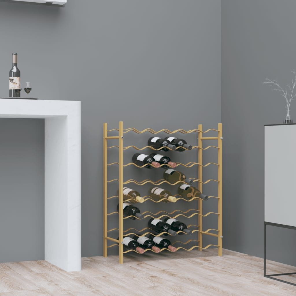 Berkfield Wine Rack for 48 Bottles Gold Metal