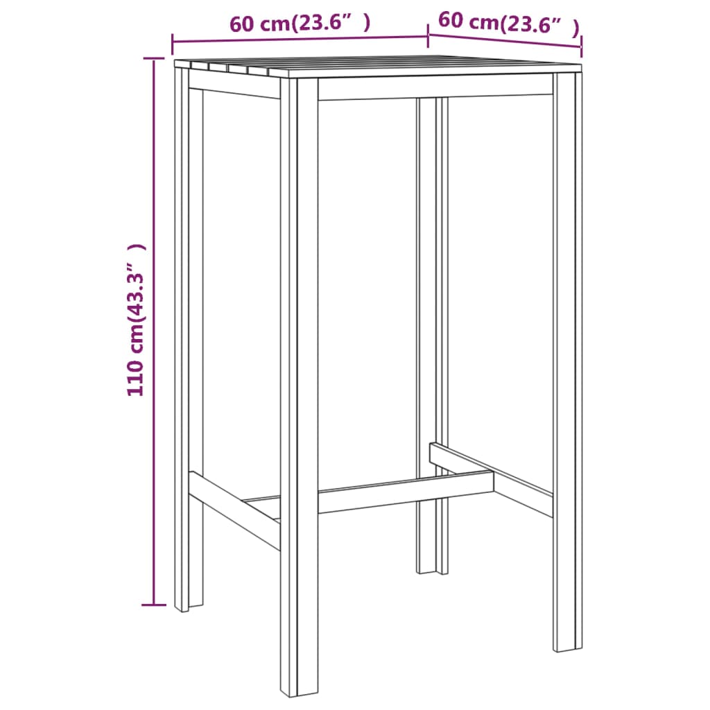 Berkfield Bar Table 60x60x110 cm Impregnated Pinewood