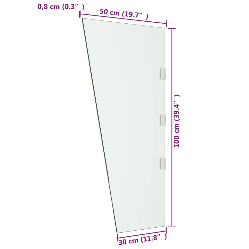 Berkfield Side Panel for Door Canopy Transparent 50x100 cm Tempered Glass