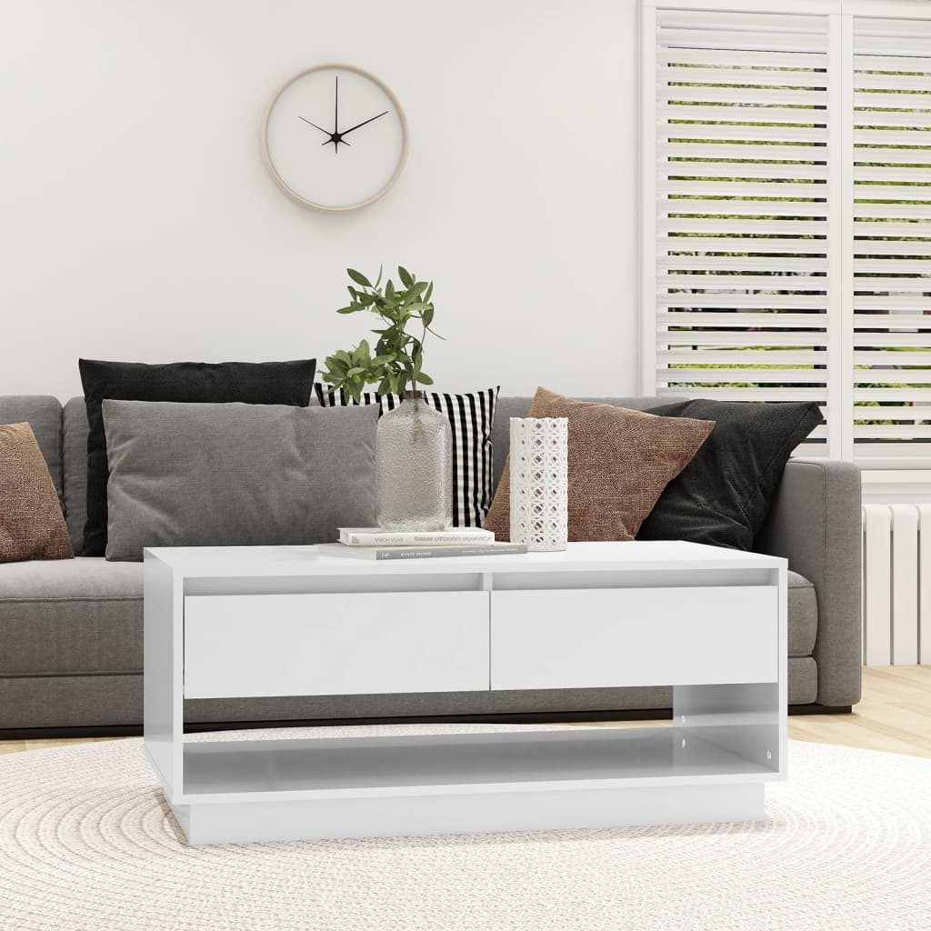 Berkfield Coffee Table High Gloss White 102.5x55x44 cm Engineered Wood