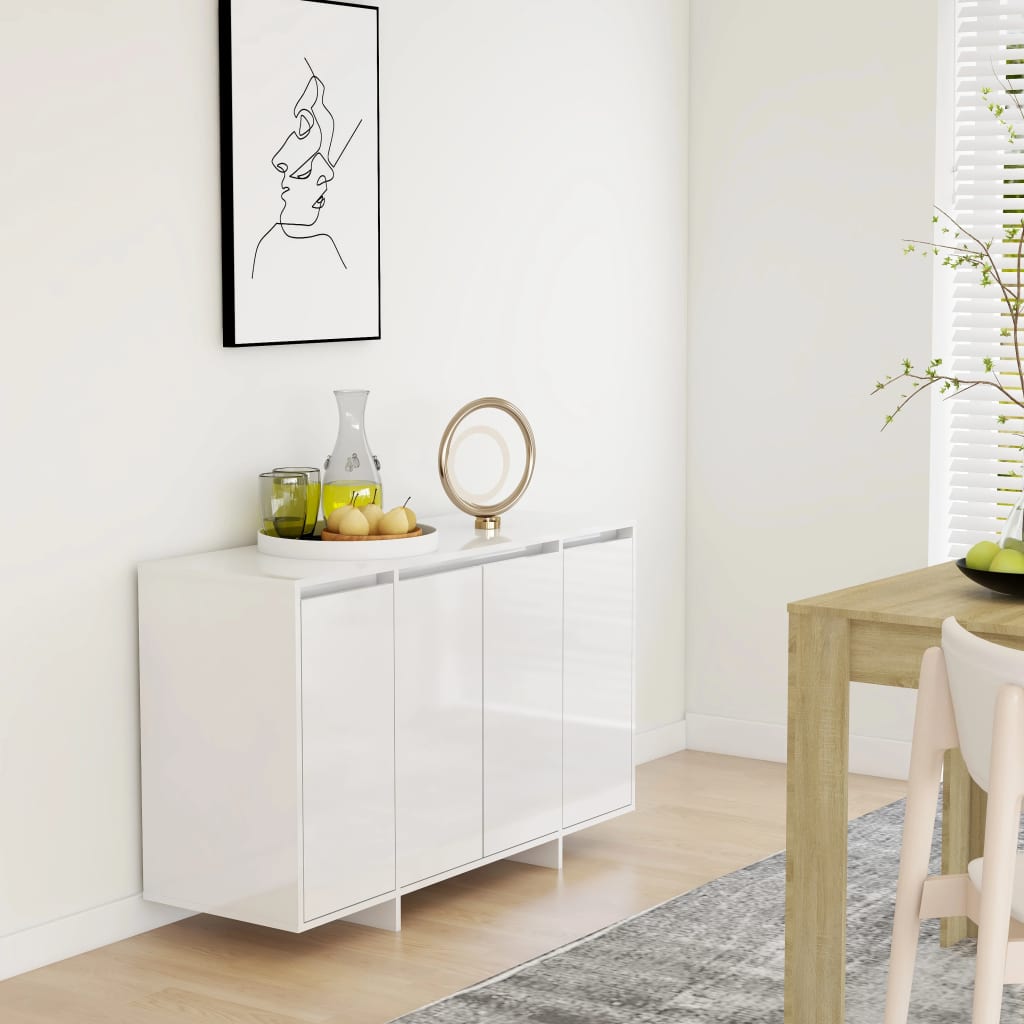 Berkfield Sideboard High Gloss White 120x41x75 cm Engineered Wood
