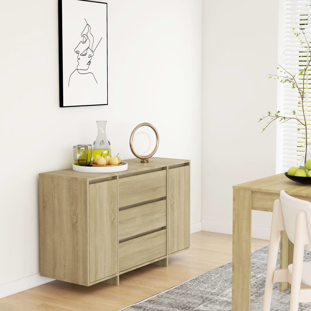 Berkfield Sideboard with 3 Drawers Sonoma Oak 120x41x75 cm Engineered Wood