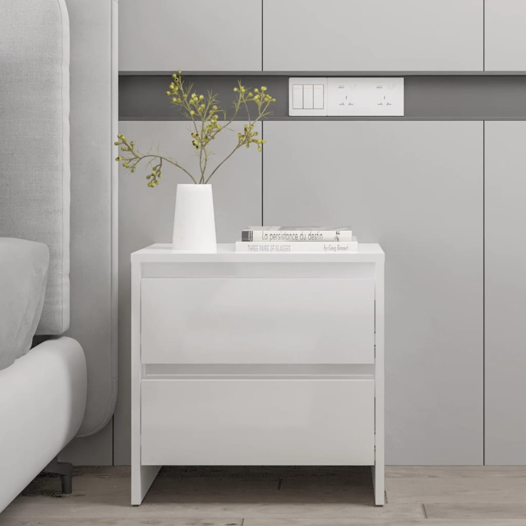 Berkfield Bedside Cabinet High Gloss White 45x34.5x44.5 cm Engineered Wood