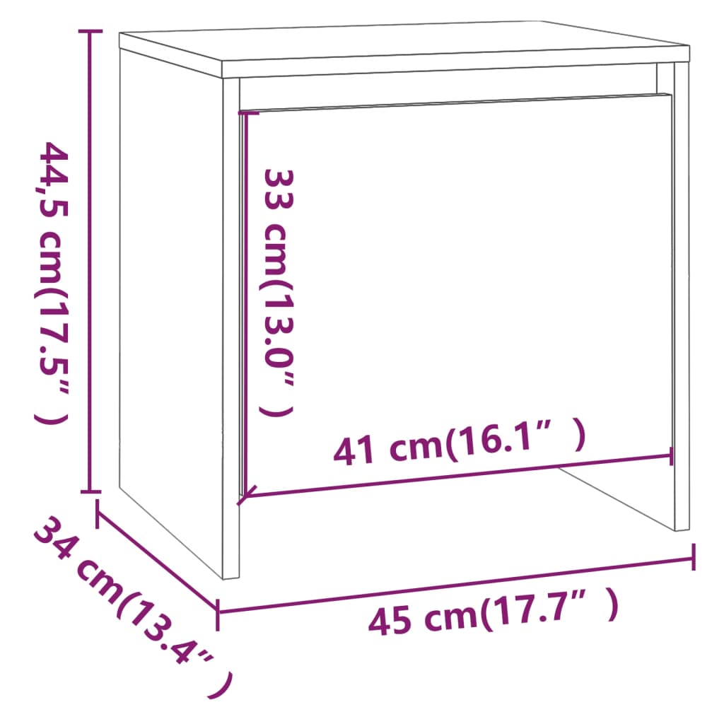 Berkfield Bedside Cabinet Concrete Grey 45x34x44.5 cm Engineered Wood