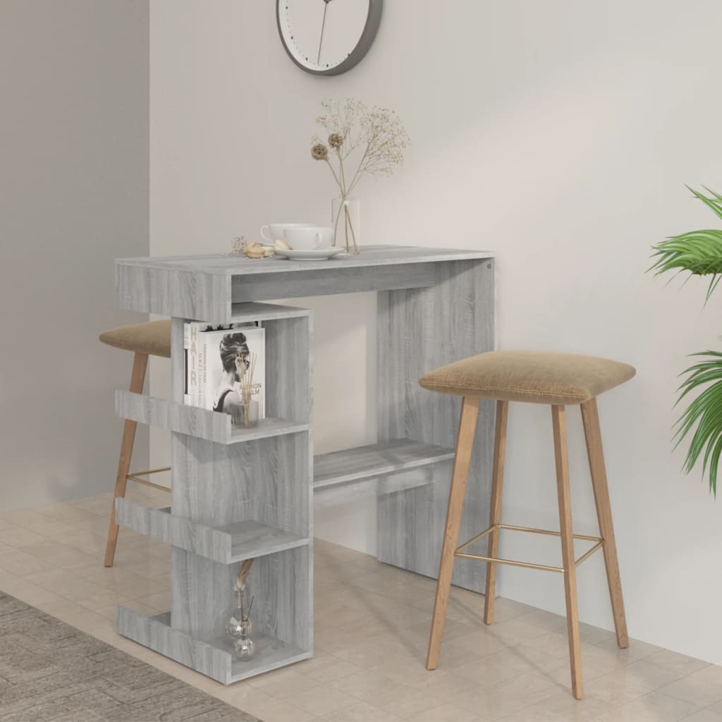 Berkfield Bar Table with Storage Rack Grey Sonoma 100x50x101.5 cm