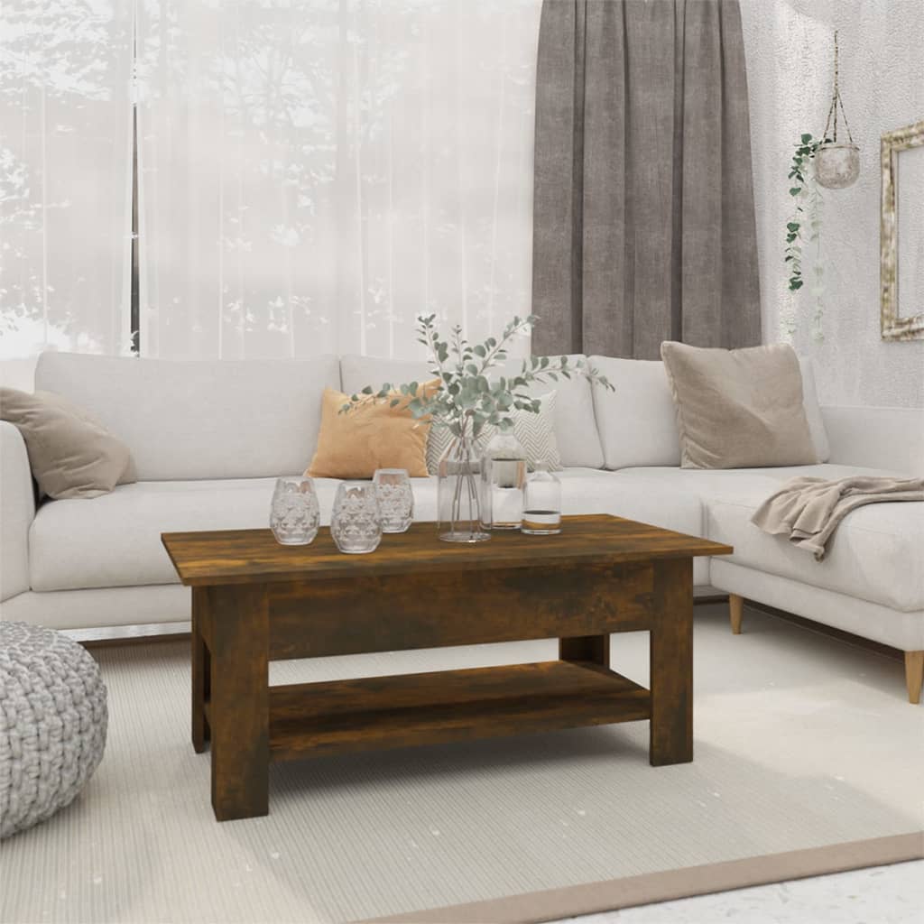 Berkfield Coffee Table Smoked Oak 102x55x42 cm Engineered Wood