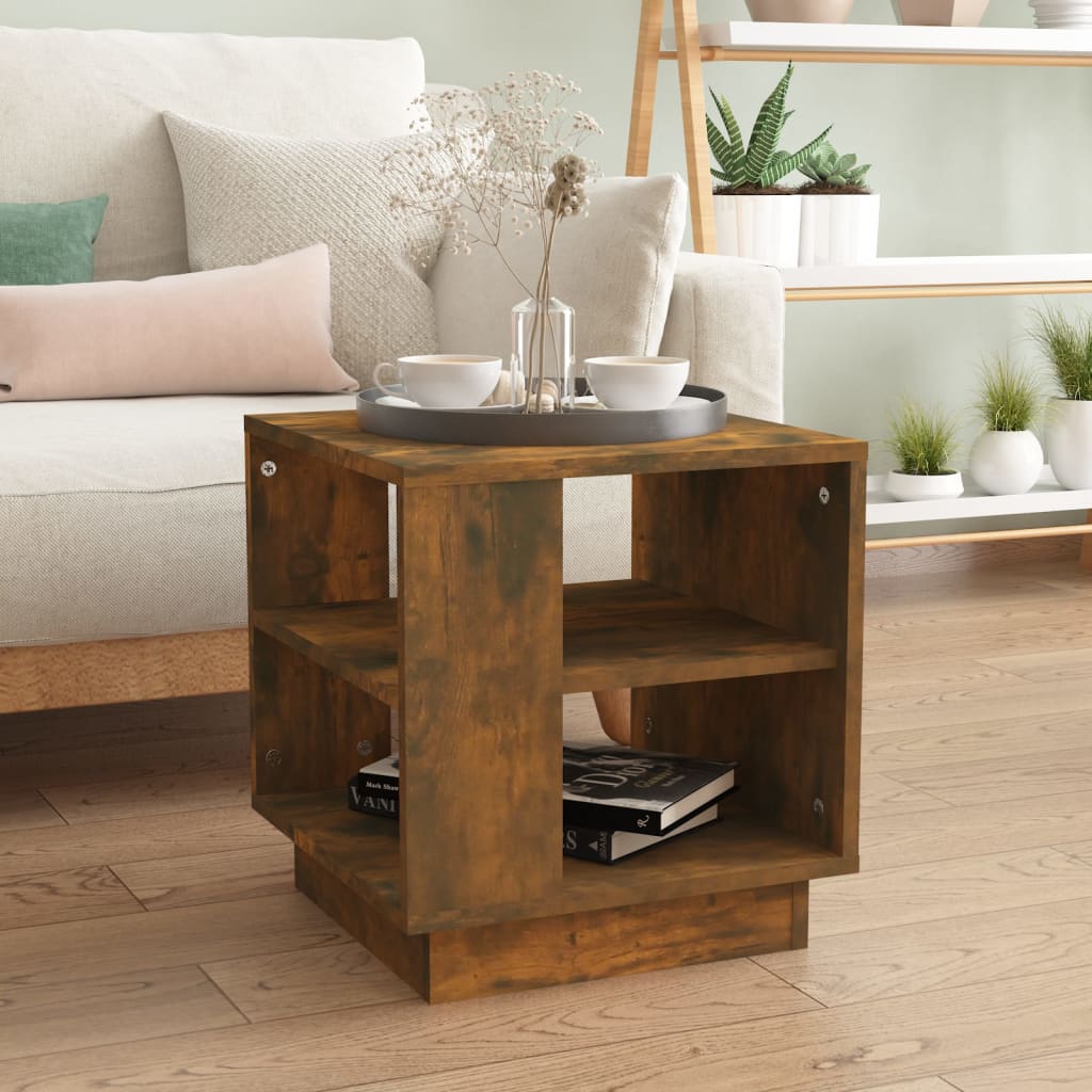 Berkfield Coffee Table Smoked Oak 40x40x43 cm Engineered Wood
