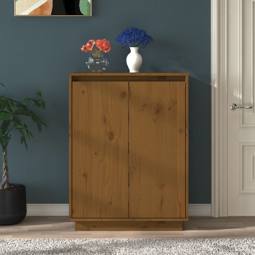 Berkfield Shoe Cabinet Honey Brown 60x35x80 cm Solid Wood Pine