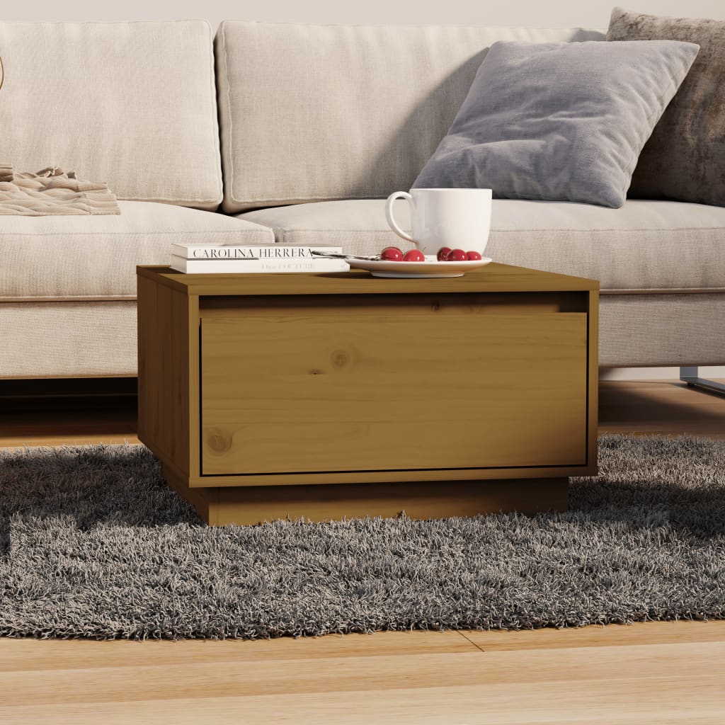 Berkfield Coffee Table Honey Brown 55x56x32 cm Solid Wood Pine