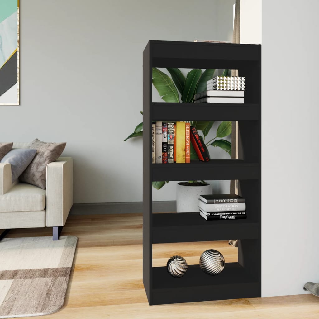 Berkfield Book Cabinet/Room Divider Black 60x30x135 cm Engineered Wood