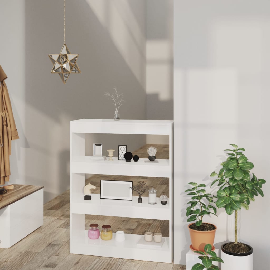 Berkfield Book Cabinet/Room Divider High Gloss White 80x30x103 cm Engineered wood
