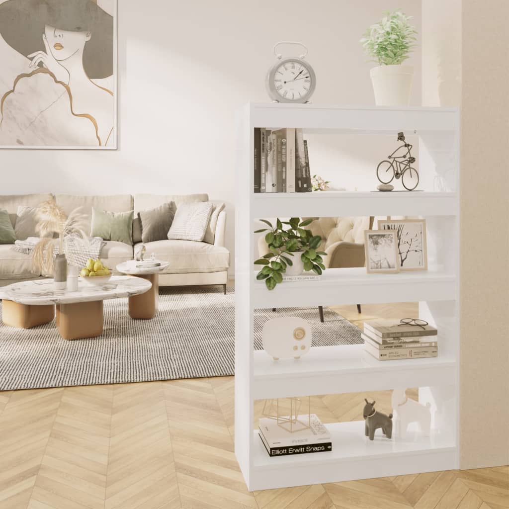 Berkfield Book Cabinet/Room Divider High Gloss White 80x30x135 cm Engineered Wood