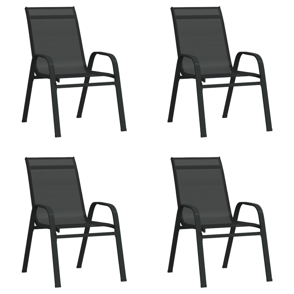 Berkfield Stackable Garden Chairs 4 pcs Black Textilene Fabric