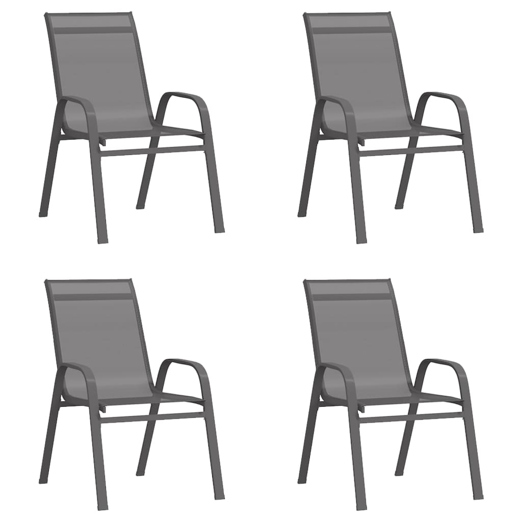 Berkfield Stackable Garden Chairs 4 pcs Grey Textilene Fabric
