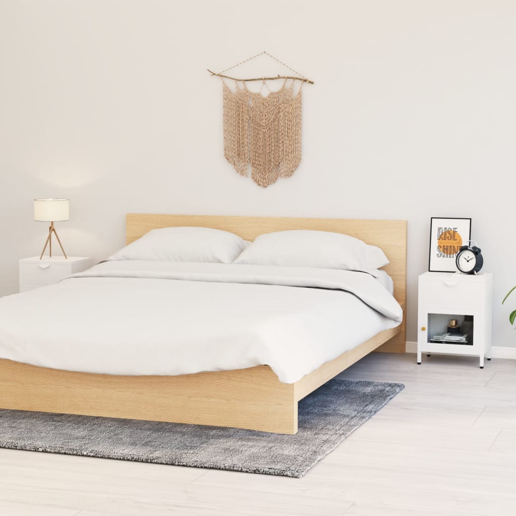 Berkfield Nightstands 2 pcs White 40x30x54.5 cm Steel and Glass