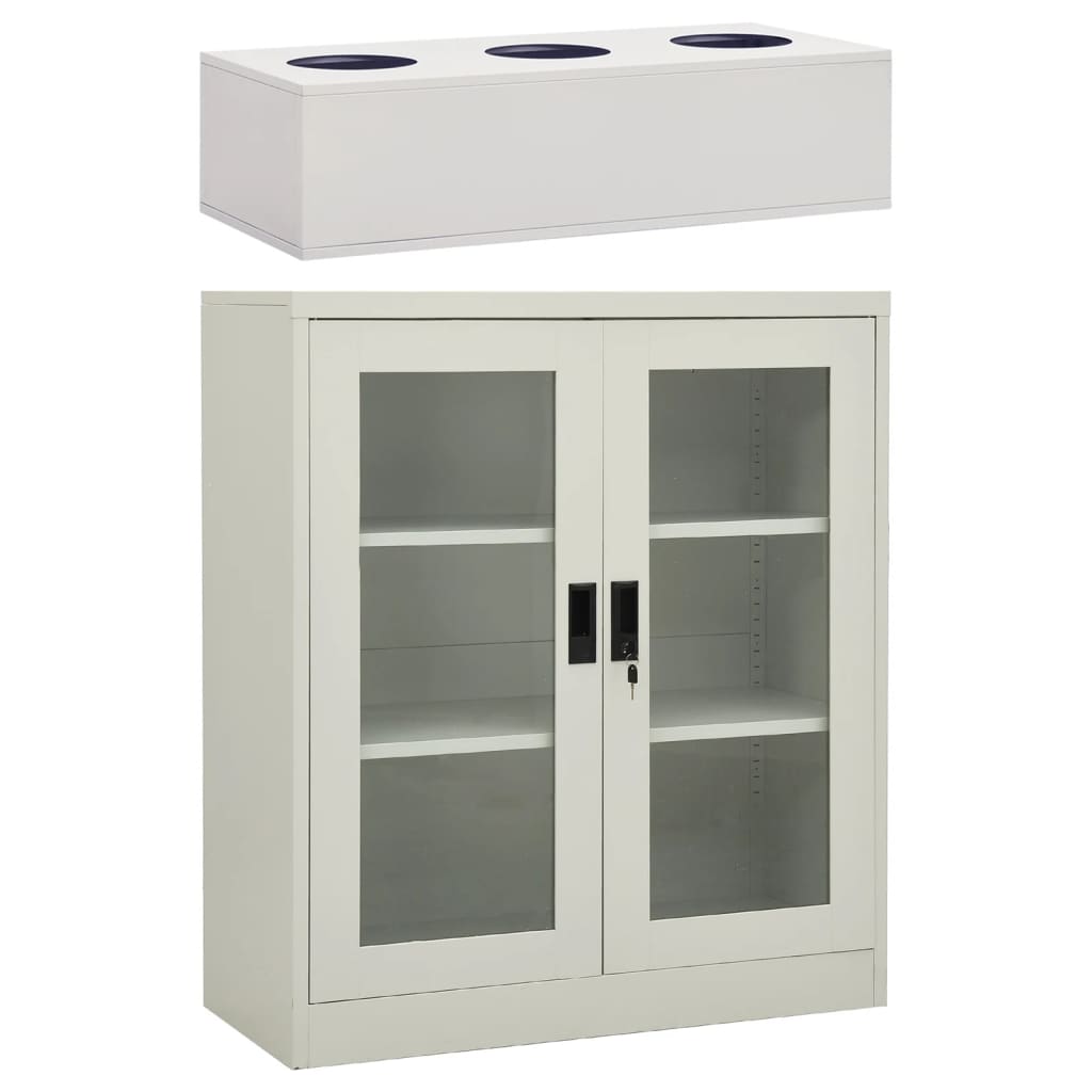 Berkfield Office Cabinet with Planter Box Light Grey 90x40x128 cm Steel