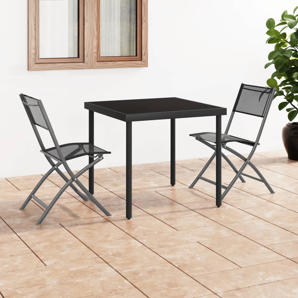 Berkfield Folding Outdoor Chairs 2 pcs Black Steel and Textilene