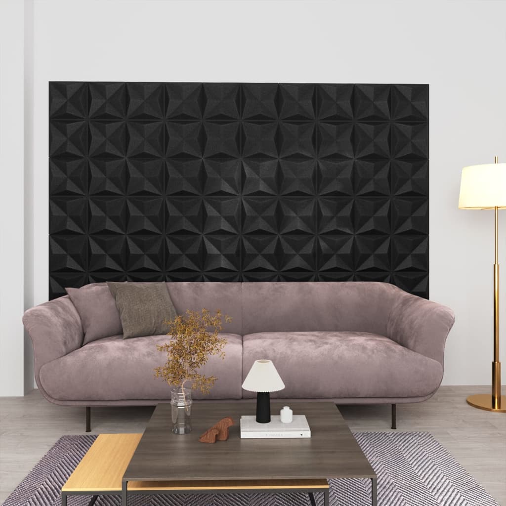 Berkfield 3D Wall Panels 48 pcs 50x50 cm Origami Black 12 m�__
