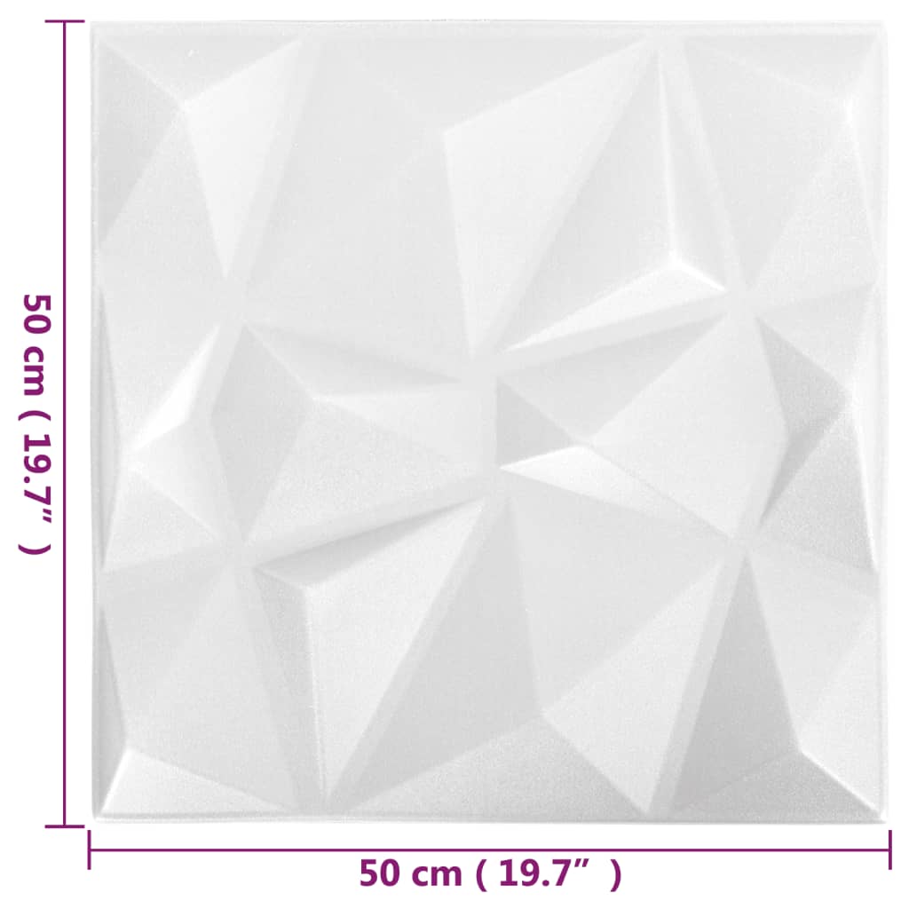 Berkfield 3D Wall Panels 12 pcs 50x50 cm Diamond White 3 må_