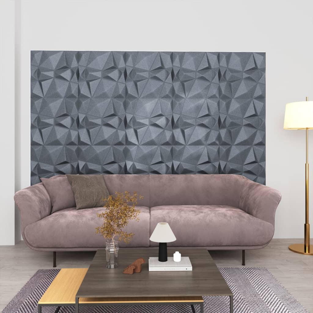 Berkfield 3D Wall Panels 12 pcs 50x50 cm Diamond Grey 3 m�__