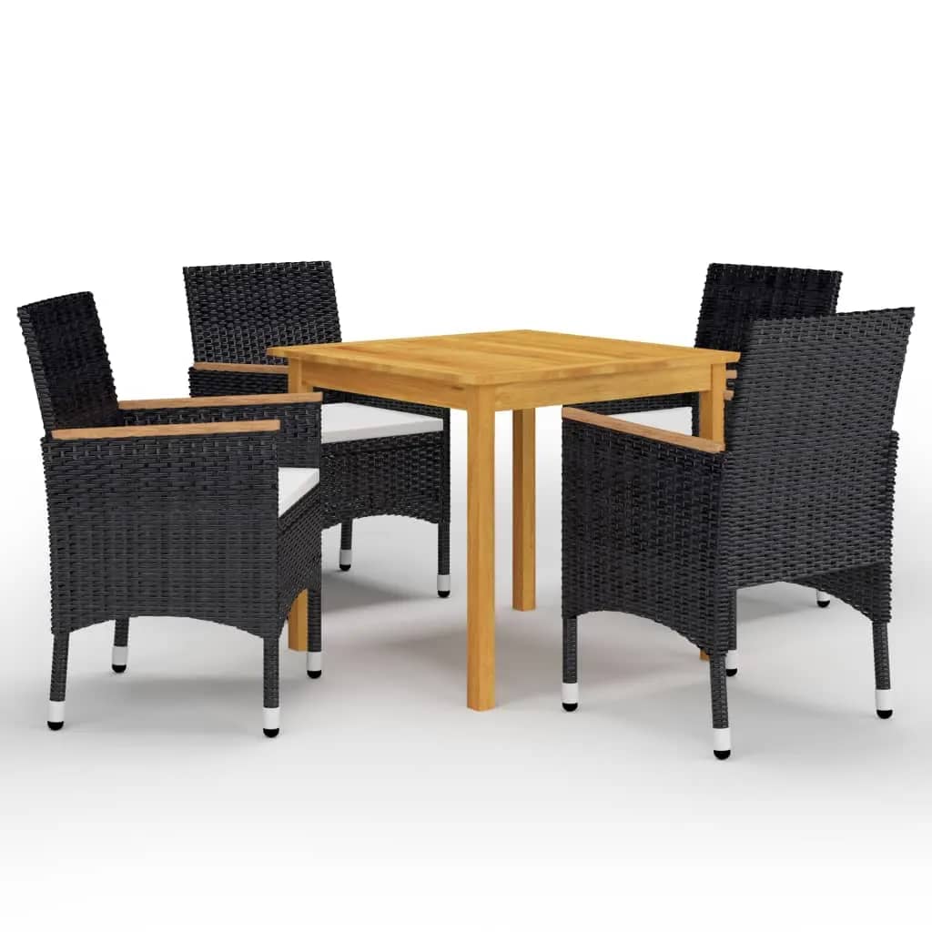 Berkfield 5 Piece Garden Dining Set with Cushions Black