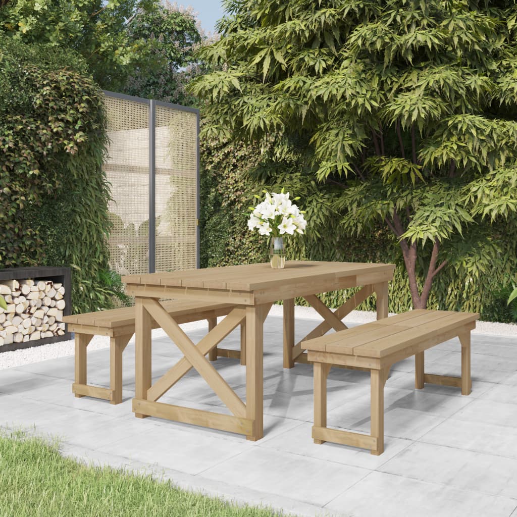 Berkfield 3 Piece Garden Dining Set Impregnated Solid Wood Pine