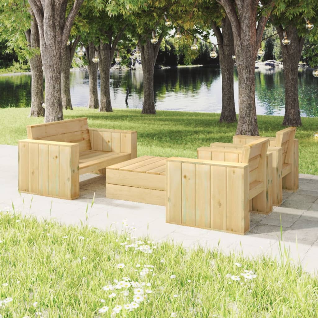 Berkfield 4 Piece Garden Lounge Set Impregnated Solid Wood Pine