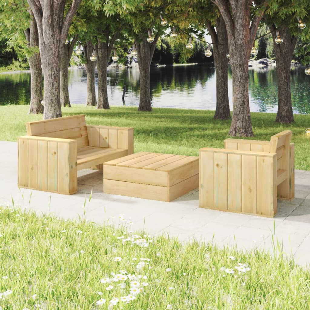 Berkfield 3 Piece Garden Lounge Set Impregnated Solid Wood Pine