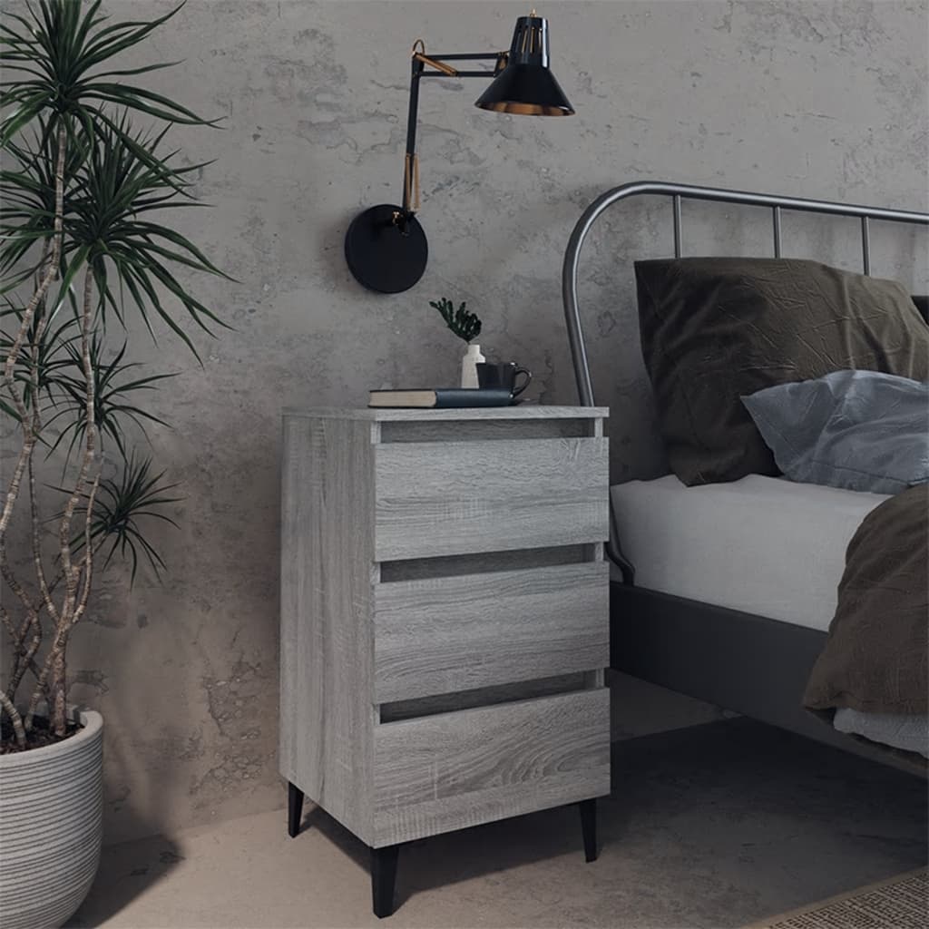 Berkfield Bed Cabinet with Metal Legs Grey Sonoma 40x35x69 cm
