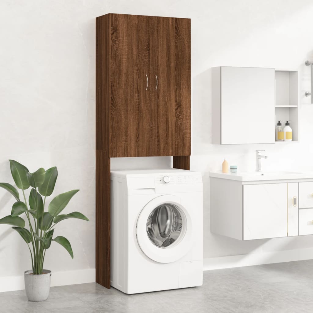 Berkfield Washing Machine Cabinet Brown Oak 64x25.5x190 cm