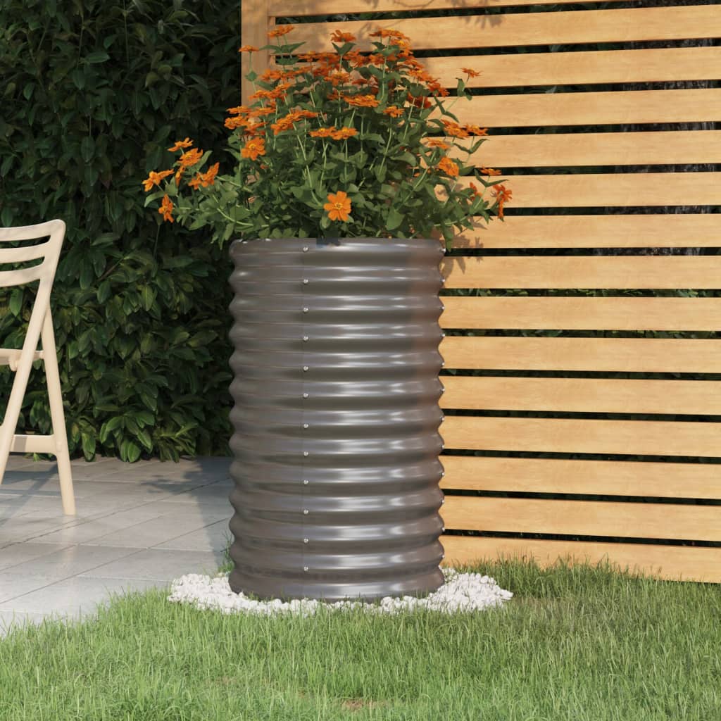 Berkfield Garden Planter Powder-coated Steel 40x40x68 cm Grey