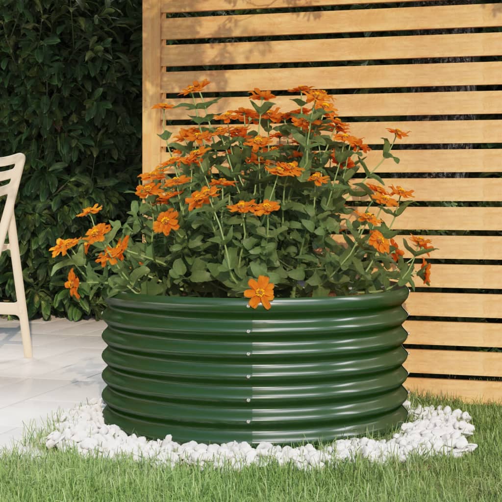 Berkfield Garden Planter Powder-coated Steel 80x80x36 cm Green