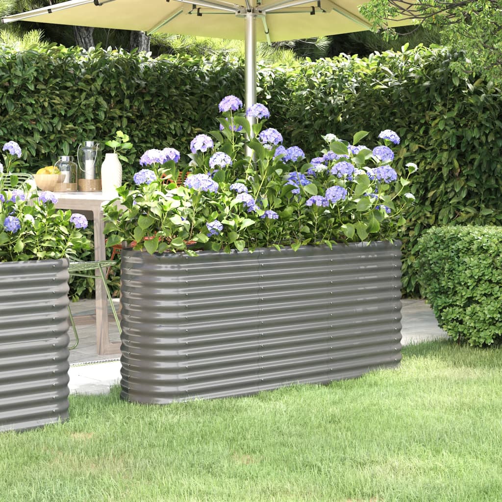 Berkfield Garden Raised Bed Powder-coated Steel 152x40x68 cm Grey