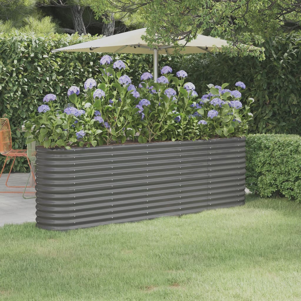 Berkfield Garden Raised Bed Powder-coated Steel 224x40x68 cm Grey