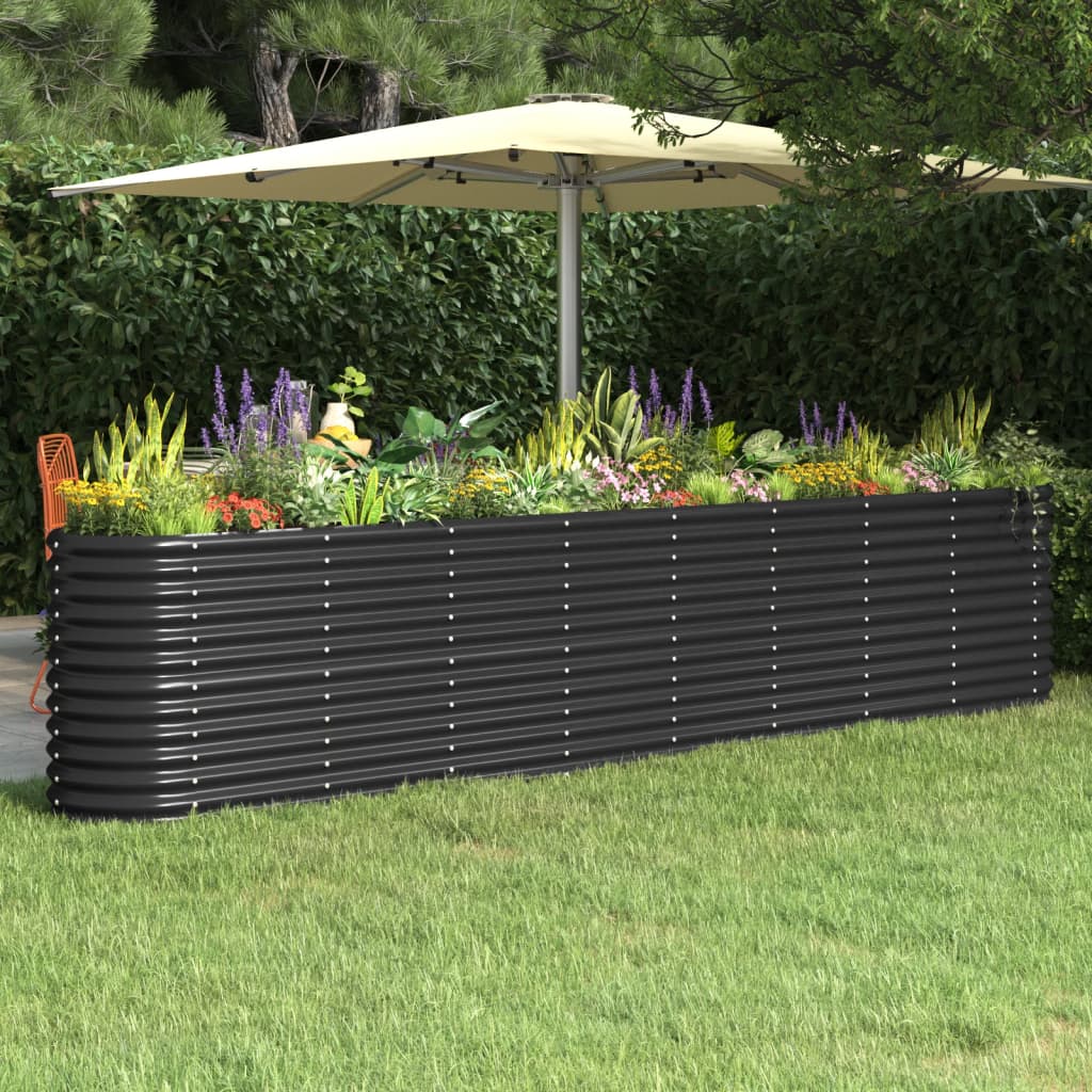 Berkfield Garden Raised Bed Powder-coated Steel 332x40x68 cm Anthracite