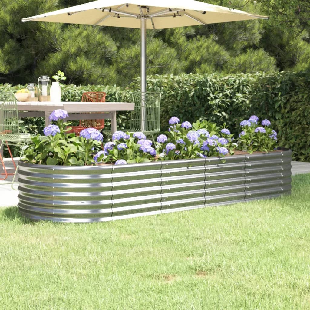 Berkfield Garden Raised Bed Powder-coated Steel 224x80x36 cm Silver