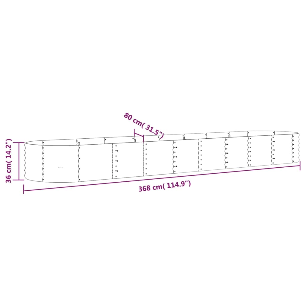 Berkfield Garden Raised Bed Powder-coated Steel 368x80x36 cm Green