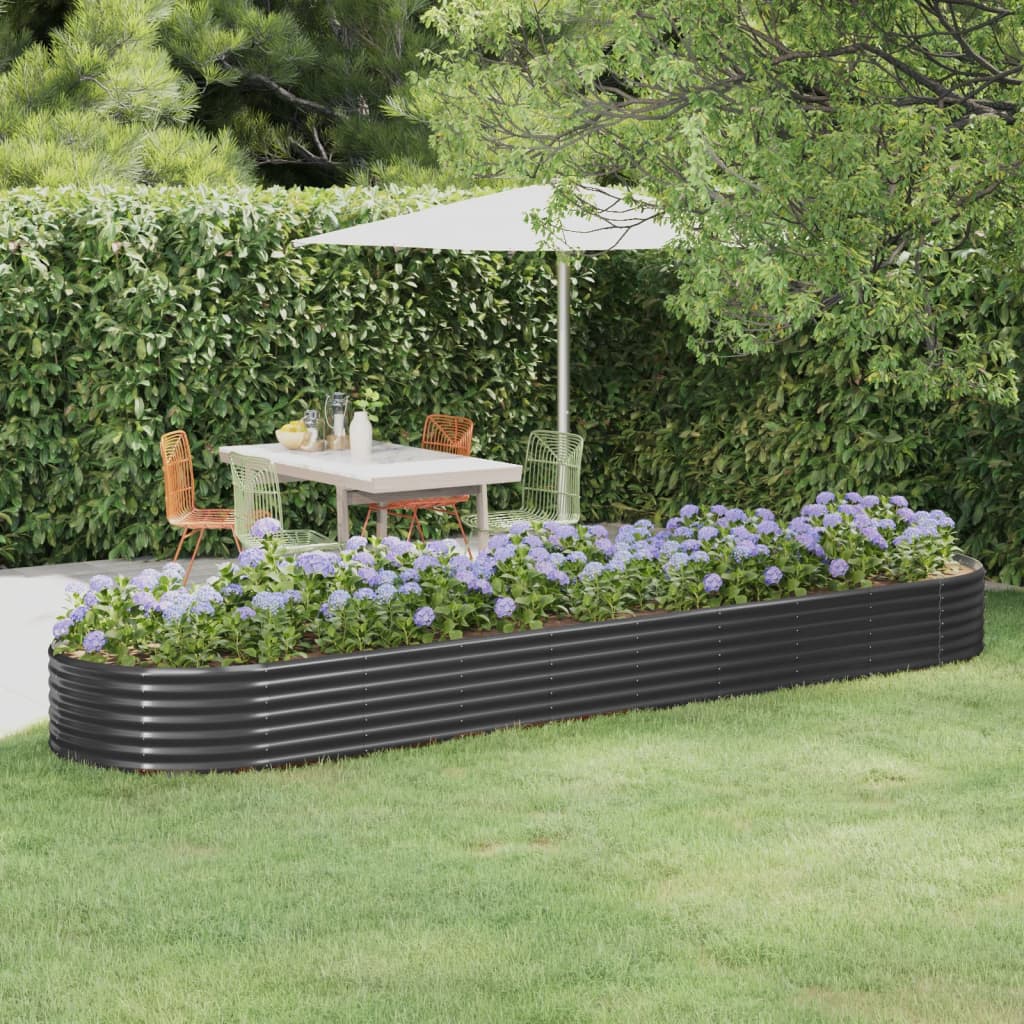 Berkfield Garden Raised Bed Powder-coated Steel 396x100x36 cm Anthracite