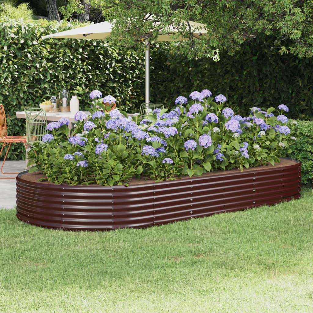 Berkfield Garden Raised Bed Powder-coated Steel 296x140x36 cm Brown