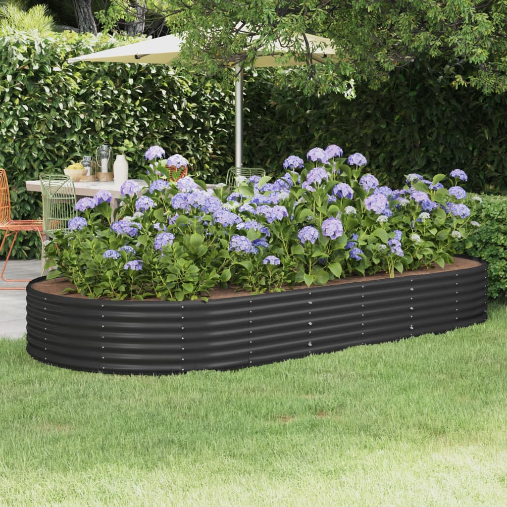 Berkfield Garden Raised Bed Powder-coated Steel 296x140x36 cm Anthracite